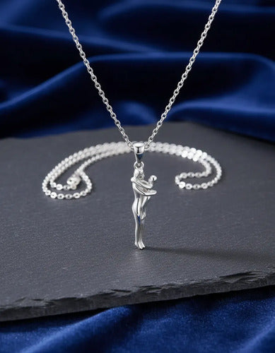 Collar Abrazo Eterno Mama E Hijo De Plata 925, Regalo Mamá Plateado
