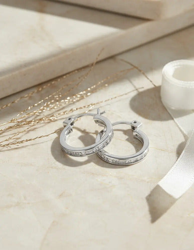 Aretes Arracadas De Plata 925 Con Circonitas Plateado