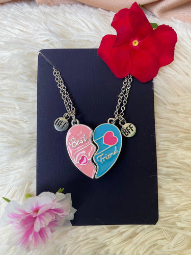 Juego 2 Collares Colgante Corazón  Mejores Amigas Con Imán