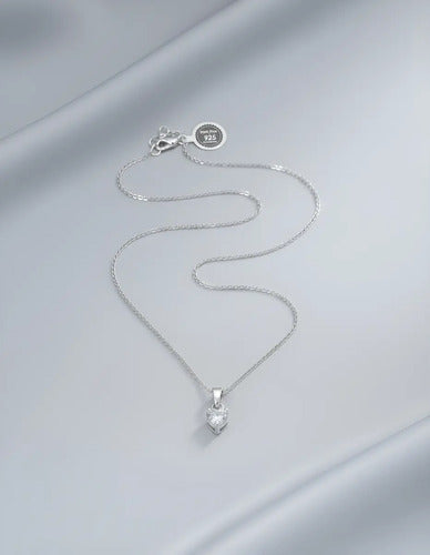 Regalo De Promesas Parejas, Collar Plata Dije Corazón Plateado