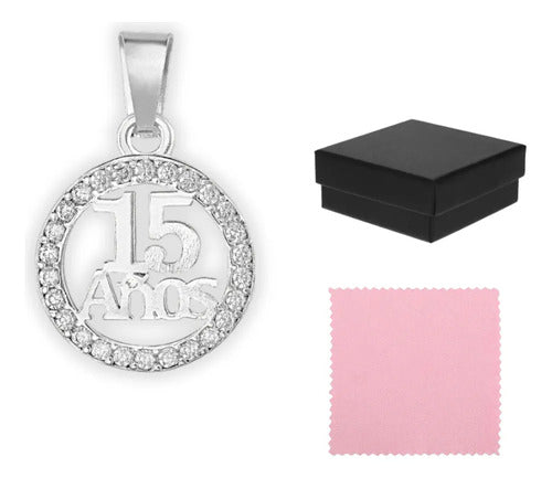 Dije De 15 Años De Plata 925 Con Circonias Para Quinceañera Plateado