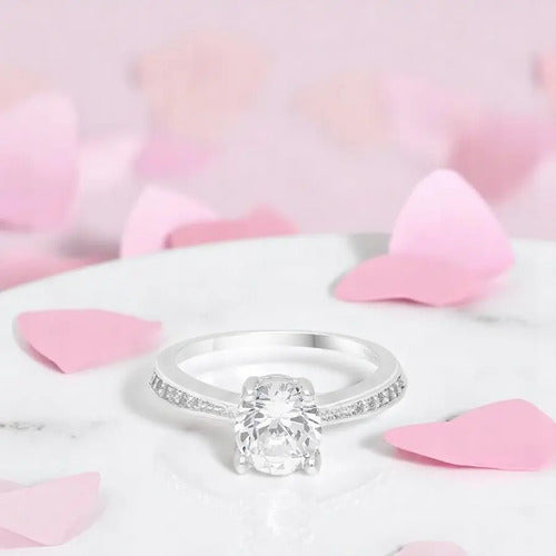 Anillo De Compromiso Y Collar De Corazón Plata 925 Plateado 9