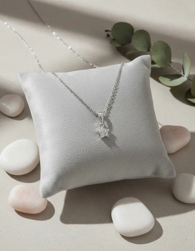 Regalo Navideño Para Mujer Collar Estrella Plata Con Mensaje Plateado