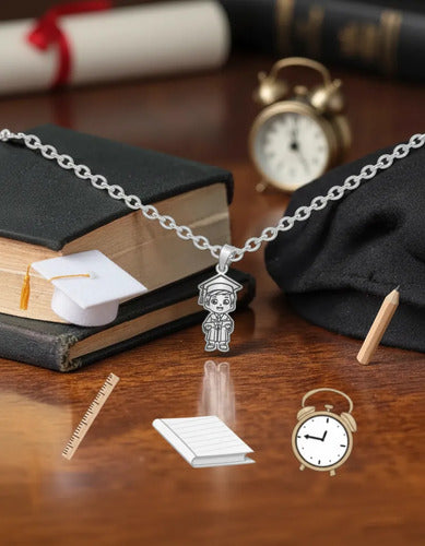 Regalo De Graduación Collar Y Dije Niña - Niño De Plata 925 Niño