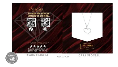 Collar Dije Corazón Y Zirconitas Plata 925 Regalo Mujer Plateado