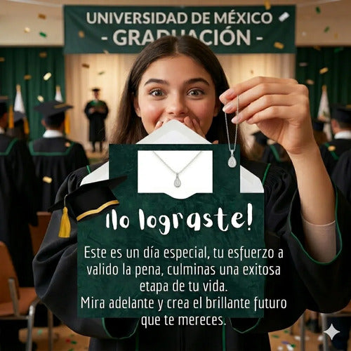 Regalo De Graduación Collar De Plata 925 Dije De Zirconia Plateado