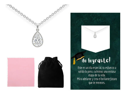 Regalo De Graduación Collar De Plata 925 Dije De Zirconia Plateado