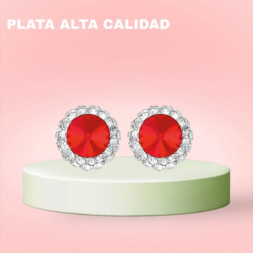 Regalo San Valentin Para Mujer Aretes De Plata 14 De Febrero Rojo