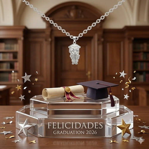 Regalo De Graduación Collar Y Dije Niña - Niño De Plata 925 Niña