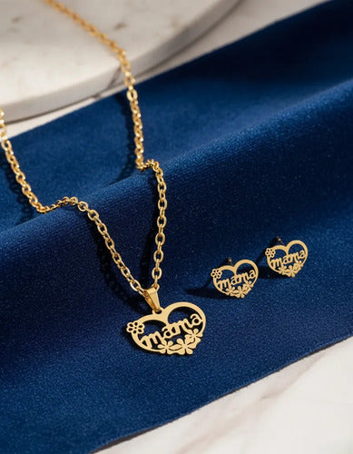Joyas, El Día De La Madre, Aretes Y Cadena Te Amo Mama, Mom