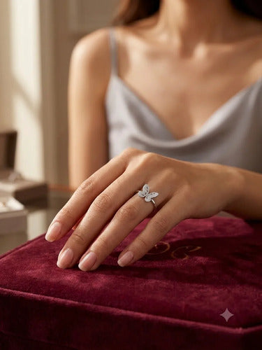 Anillo De Mariposa Con Circonitas De Plata 925 Blanco 8