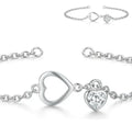 Pulsera De Corazón Con Circonia De Plata Ley 925 Plateado 5.6 Cm 18 Cm