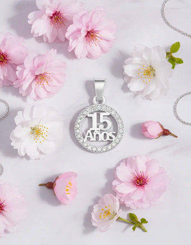Dije De 15 Años De Plata 925 Con Circonias Para Quinceañera Plateado