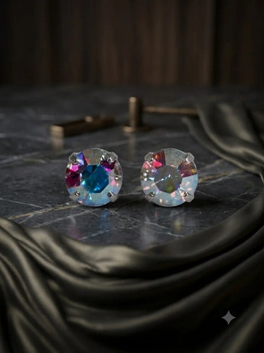 Broqueles Redondos Tornasol · Plata 925