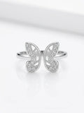 Anillo De Mariposa Con Circonitas De Plata 925 Blanco 7.5
