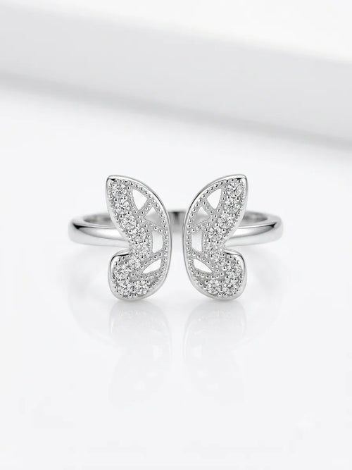 Anillo De Mariposa Con Circonitas De Plata 925 Blanco 7.5