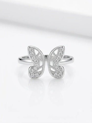 Anillo De Mariposa Con Circonitas De Plata 925 Blanco 8