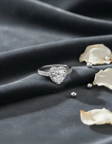 Anillo De Compromiso Plata 925 Forma De Corazón, Regalo Corazón 9