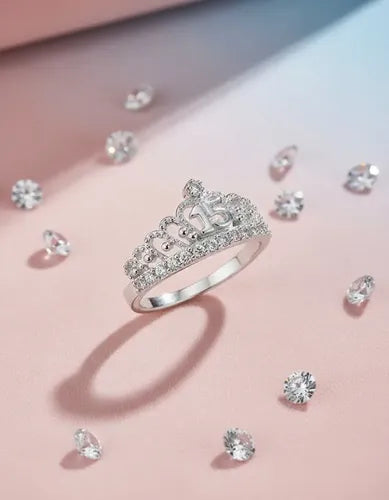Anillo De 15 Años Plata Corona Princesa Con Mensaje Especial Plateado 9