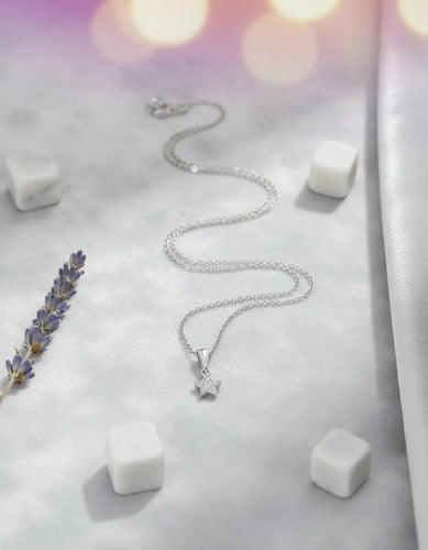 Regalo Navideño Para Mujer Collar Estrella Plata Con Mensaje Plateado