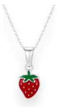 Collar Dije De Fresa De Plata 925 Rojo