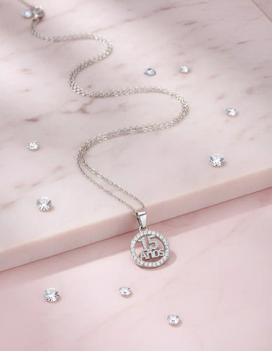 Regalo Para Quinceañera, Collar Dije 15 Años Plata 925 Dije 15 Años