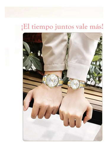 Reloj Para Parejas Acero Inoxidable, Regalo Plateado Gris