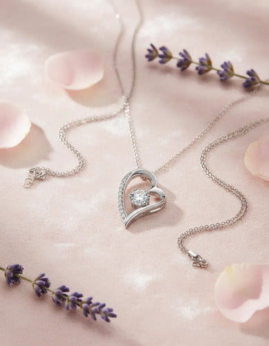 Collar Corazón Plateado Regalo Mensaje Especial Para Mamá Plateado