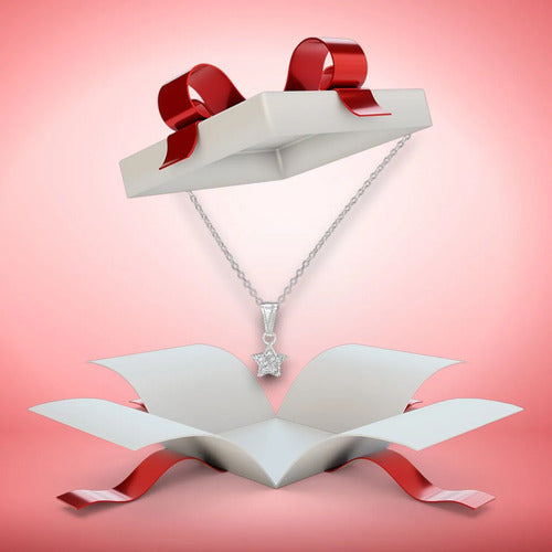 Regalo Cajita Collar Estrella Plata - Amor Novia Esposa Plateado