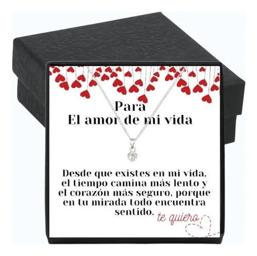 Regalo Caja Con Collar De Plata Mensaje Para Novia, Parejas Plateado