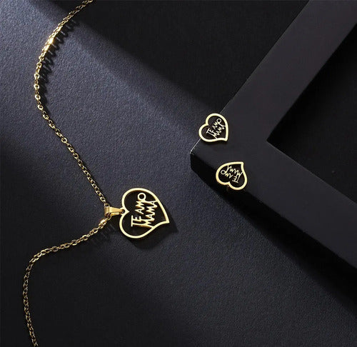 Joyas, El Día De La Madre, Aretes Y Cadena Te Amo Mama, Mom