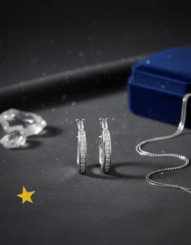 Aretes Arracadas De Plata 925 Con Circonitas Plateado