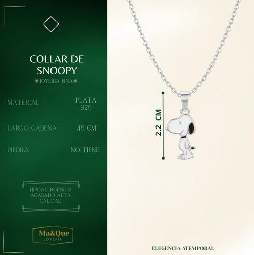 Collar De Snoopy De Plata 925 Plateado