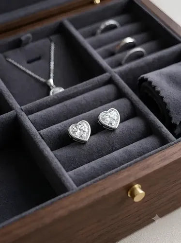 Broquel Arete De Circonita De Corazon De Plata 925 Blanco