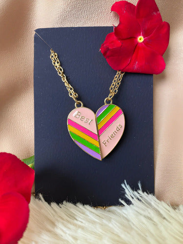 Juego 2 Collares Colgante Corazón  Mejores Amigas Con Imán