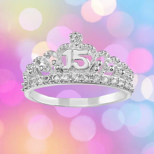 Anillo De 15 Años Plata Corona Princesa Con Mensaje Especial Plateado 9