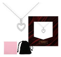 Collar Elegante Plata Con Dije Corazón Alrededor Circonitas Plateado