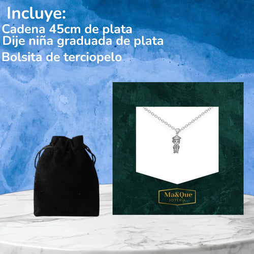 Collar Y Dije Niño Graduado De Plata 925, Graduación Plateado