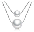Collar Elegante De Plata, Doble Capa Con Perlas De Amor. Plateado