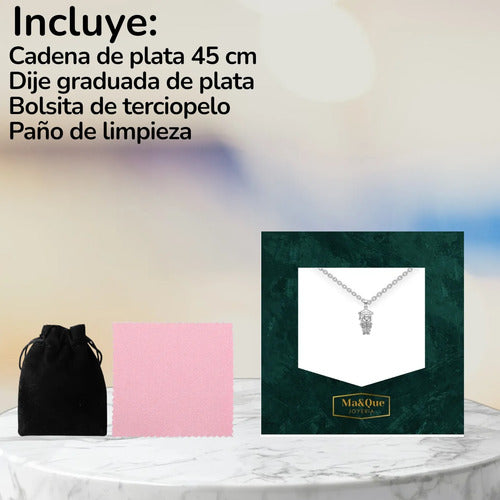 Collar Y Dije Niña Graduada De Plata 925, Graduación Plateado