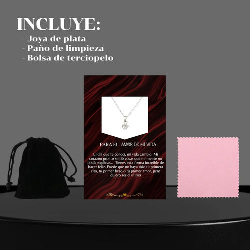 Collar De Corazón Plata 925, Regalo Romántico, Novia, Esposa Plateado
