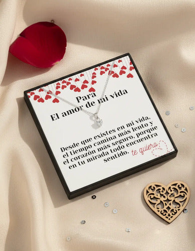 Regalo Caja Con Collar De Plata Mensaje Para Novia, Parejas Plateado