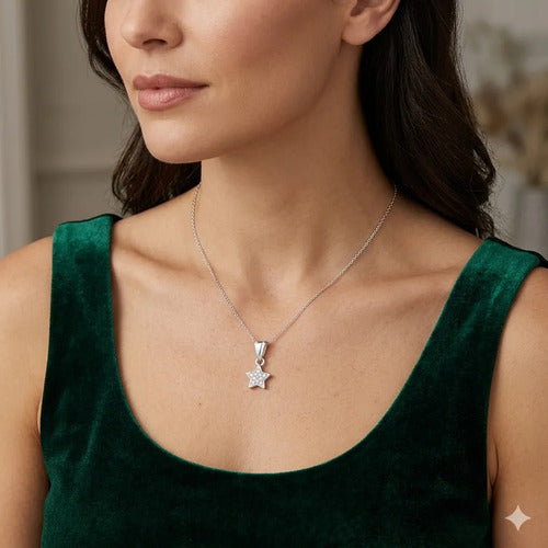 Regalo Cajita Collar Estrella Plata - Amor Novia Esposa Plateado