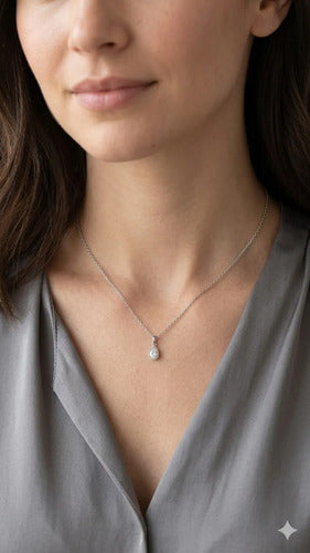 Regalo Para Maestra, Collar Dije Gota De Plata 925 Plateado