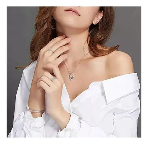Collar Corazón Plateado Regalo Mensaje Especial Para Mamá Plateado
