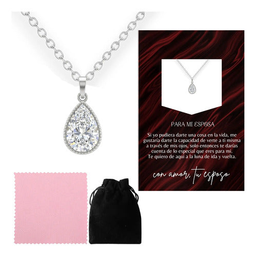 Collar Plata925 Con Zircornia Para Esposa Mensaje Especial Plateado