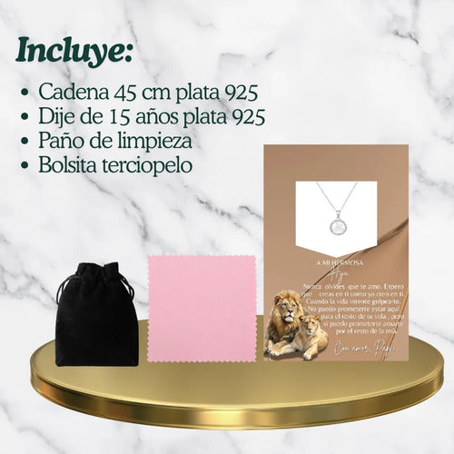 Collar Y Dije De 15 Años Mensaje Especial A Hija, Plata 925