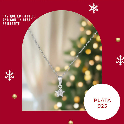 Regalo Navideño Con Mensaje Especial Collar Estrella Plata Plateado