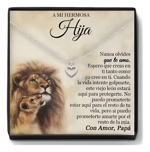 Collar De Corazón Para  Mi Hermosa Hija Con Caja Plateado