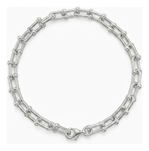 Pulsera Eslabones De Plata 925 Moderna Plateado 6.36 Cm 20 Cm